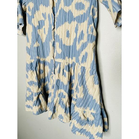 DIANE VON FURSTENBERG Blue Printed Shift Shirt Collar Neck Beata Dress Size 2 - Picture 6 of 12